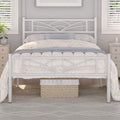 Twin Size White Metal Bed Frame with Headboard G785