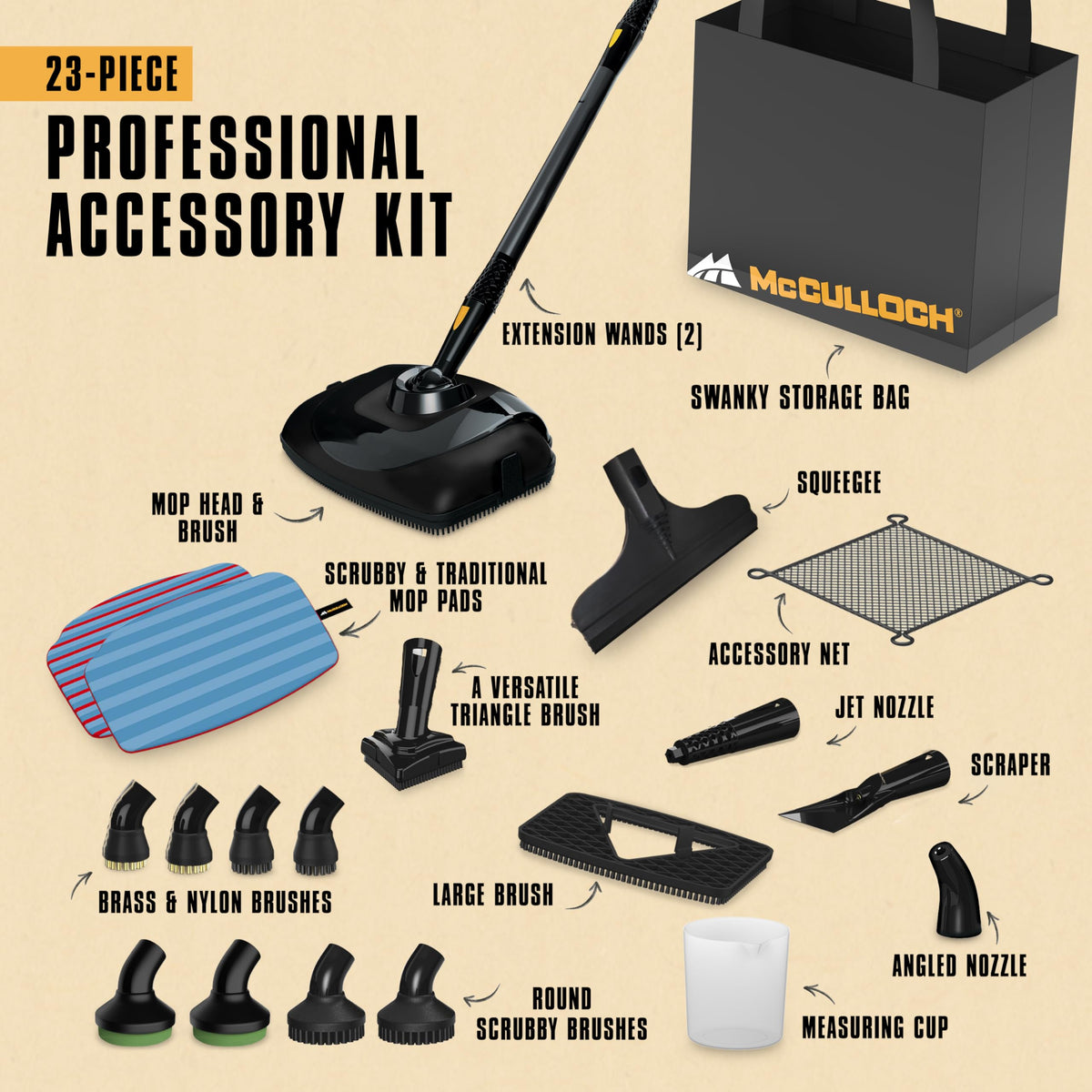 Canister Steam Cleaner, 23 Accessories T41116