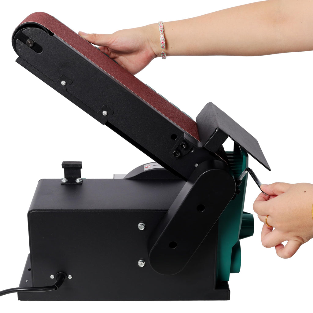 Benchtop Belt and Disc Sander 4x36 Inch Belt 6 Inch Disc Adjustable 0-90 Degree Tilt Green I256