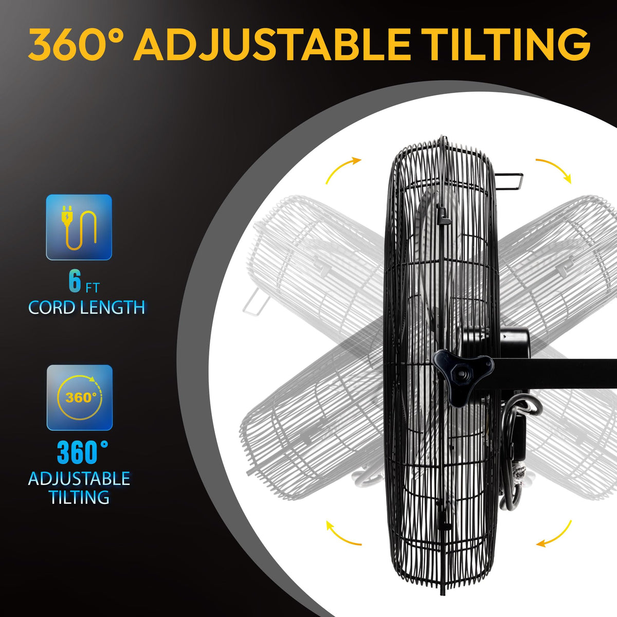 20 Inch High Velocity Industrial Wall Fan, 4750 CFM, 3-Speed, Black B297