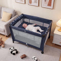 Portable Baby Bassinet with Wheels, Blue I6256