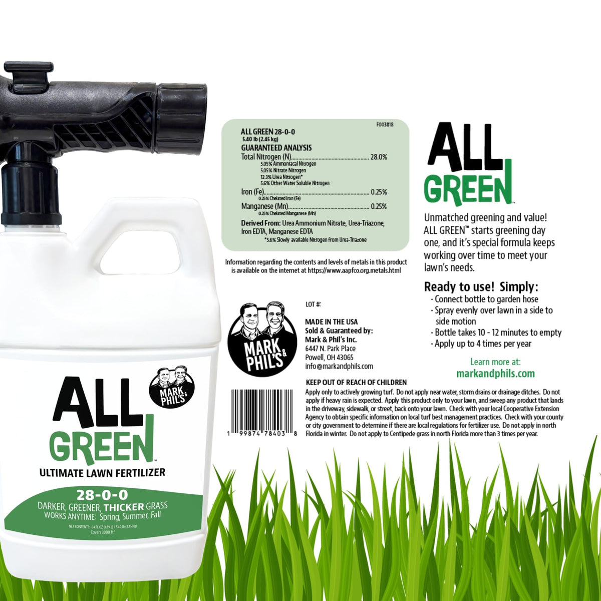 Liquid Lawn Fertilizer 28-0-0 64 oz Hose End Sprayer G305