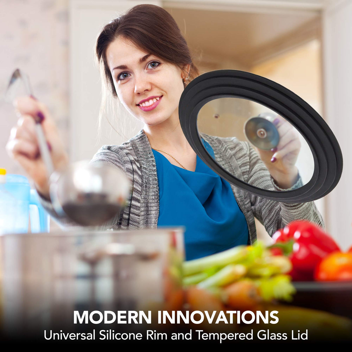 Silicone & Glass Universal Lid 10.5 to 12 Inches K78317