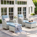 5 Piece Outdoor Swivel Rocker Chairs with Ottomans R891