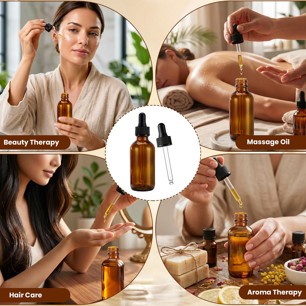 2 oz Amber Glass Dropper Bottles with Funnels, 40 Pack K565702
