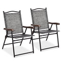 Set of 2 Grey Patio Folding Chairs V67145