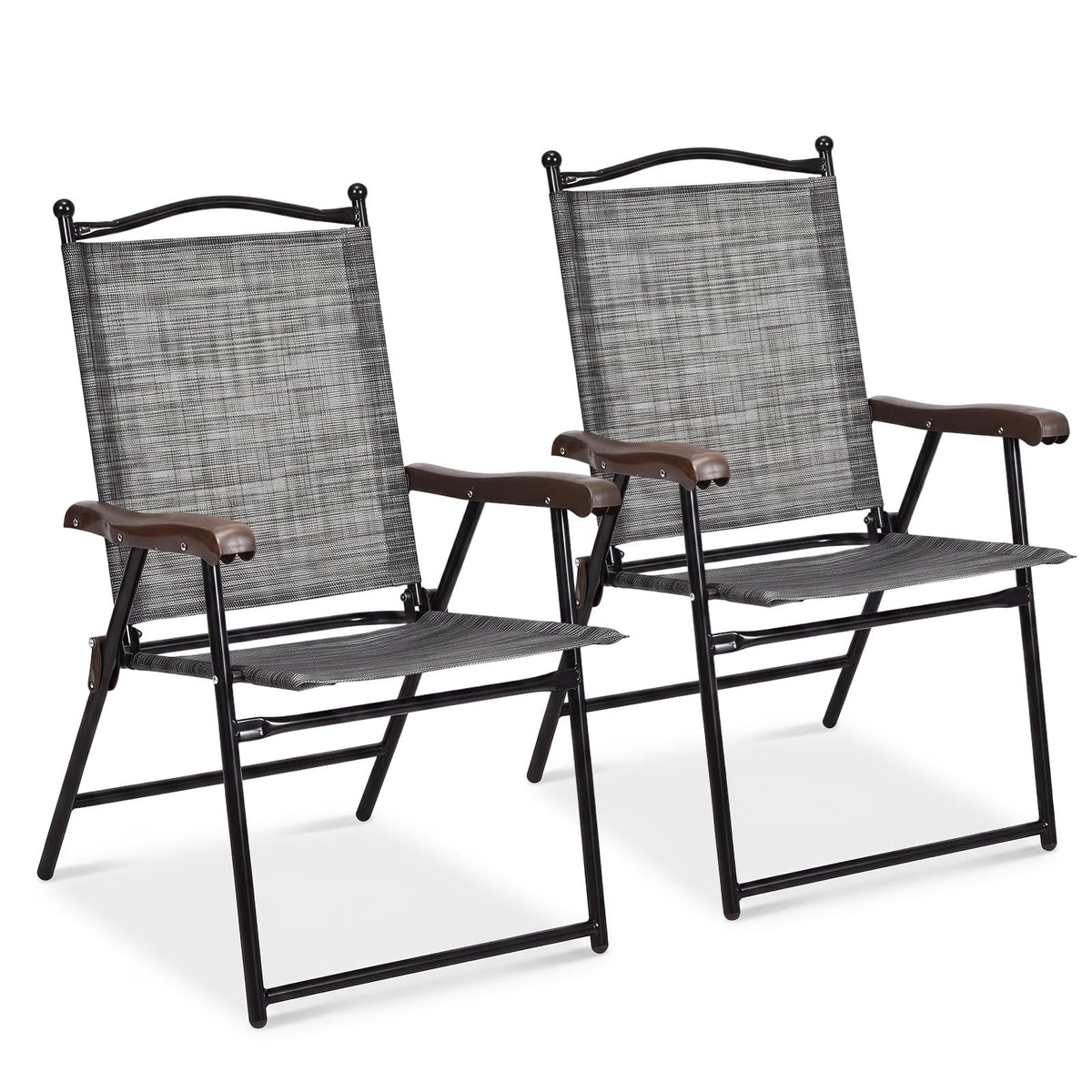 Set of 2 Grey Patio Folding Chairs V67145