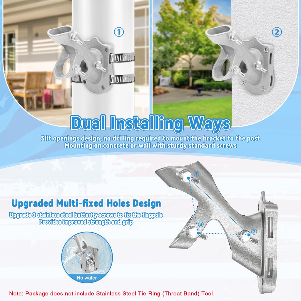 1" Metal Flag Pole Holder with 3 Fixed Holes O7738