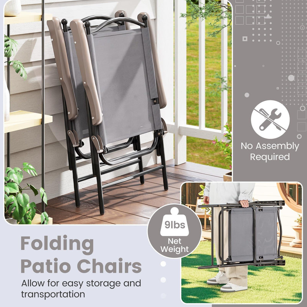 Set of 2 Grey Patio Folding Chairs V67145
