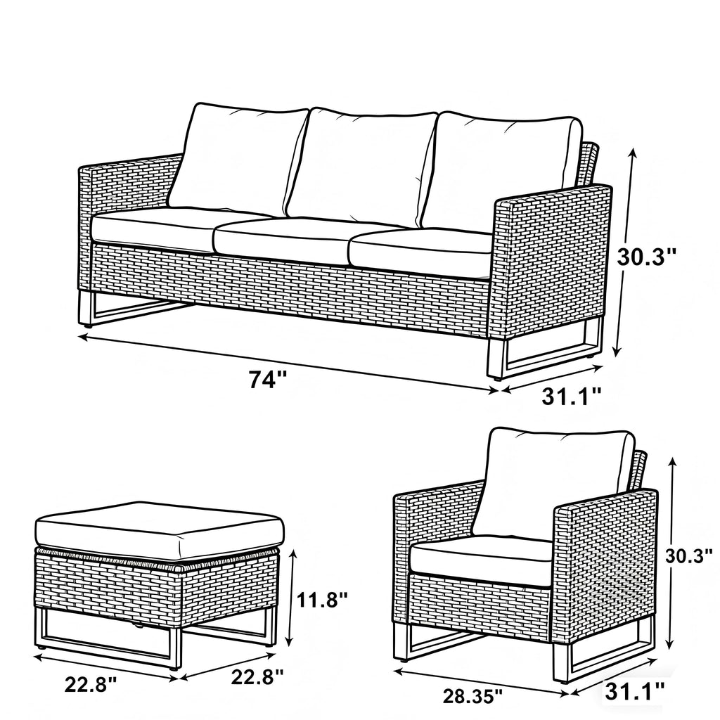 Wicker Patio Furniture Set of 5 O765