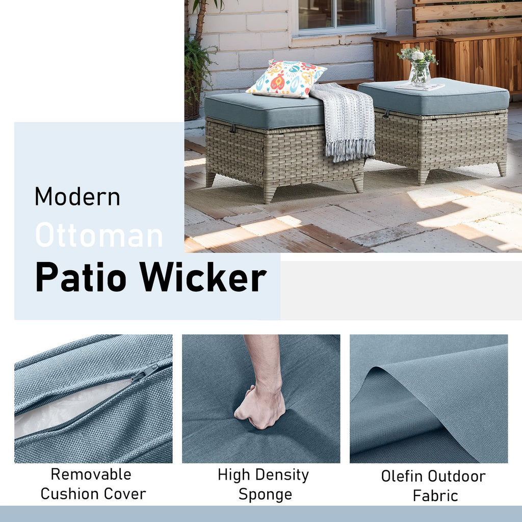 5 Piece Outdoor Swivel Rocker Chairs with Ottomans R891