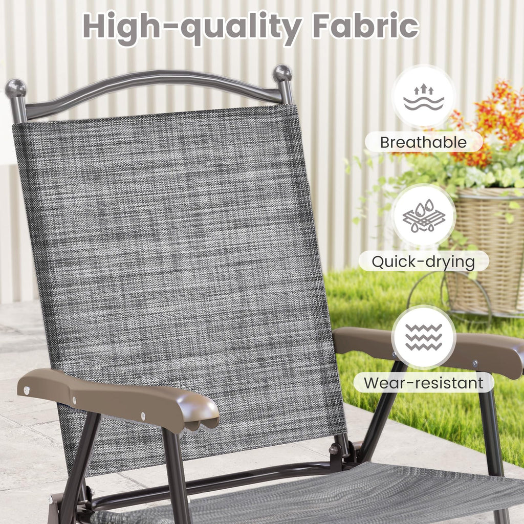Set of 2 Grey Patio Folding Chairs V67145