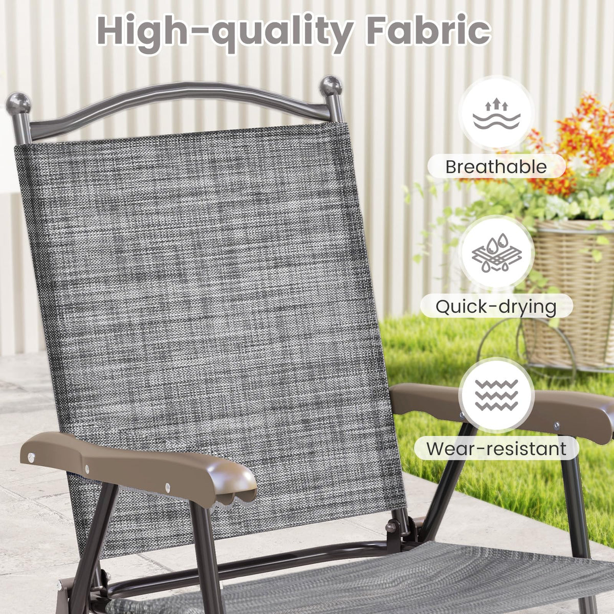 Set of 2 Grey Patio Folding Chairs V67145