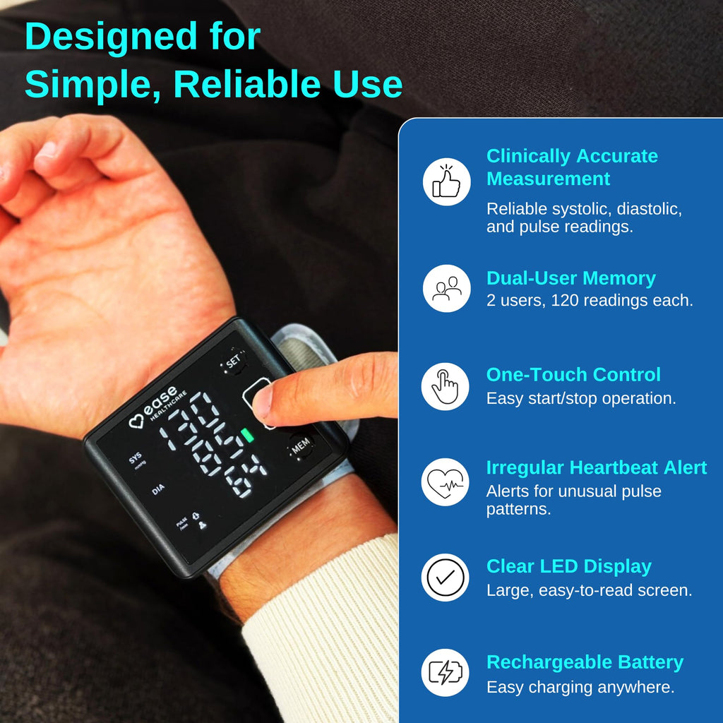 Rechargeable Wrist Blood Pressure Monitor with LED Display B522