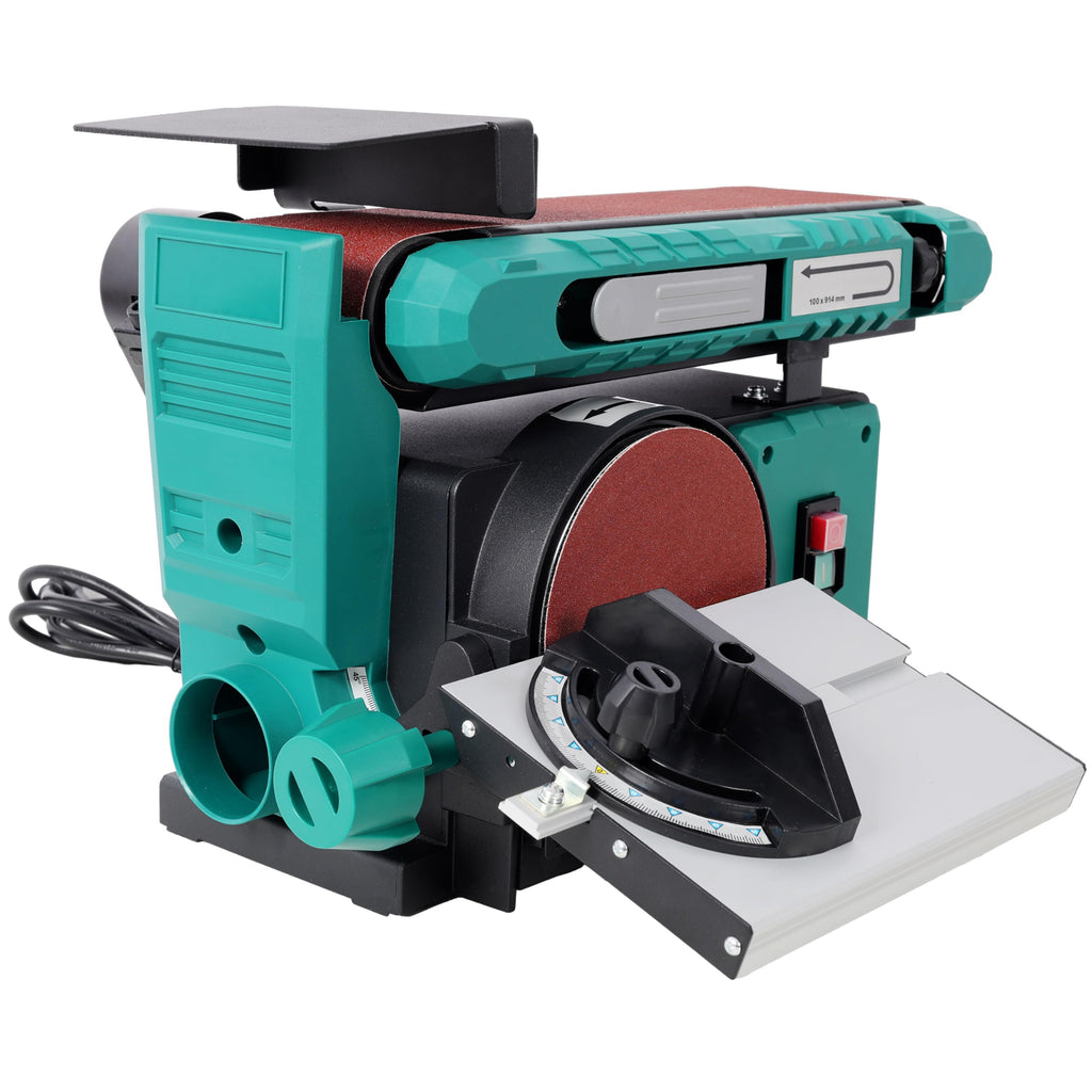 Benchtop Belt and Disc Sander 4x36 Inch Belt 6 Inch Disc Adjustable 0-90 Degree Tilt Green I256