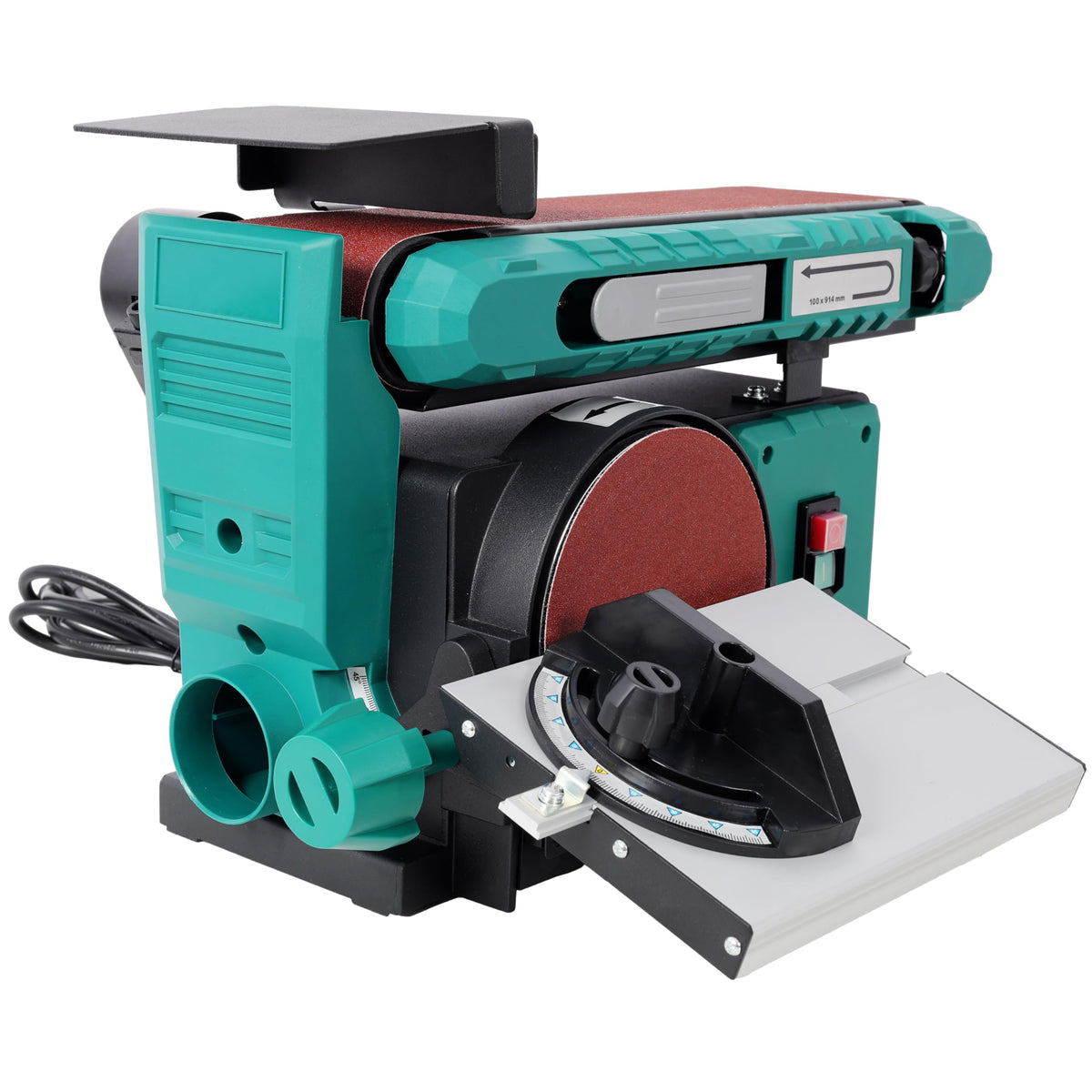 Benchtop Belt and Disc Sander 4x36 Inch Belt 6 Inch Disc Adjustable 0-90 Degree Tilt Green I256