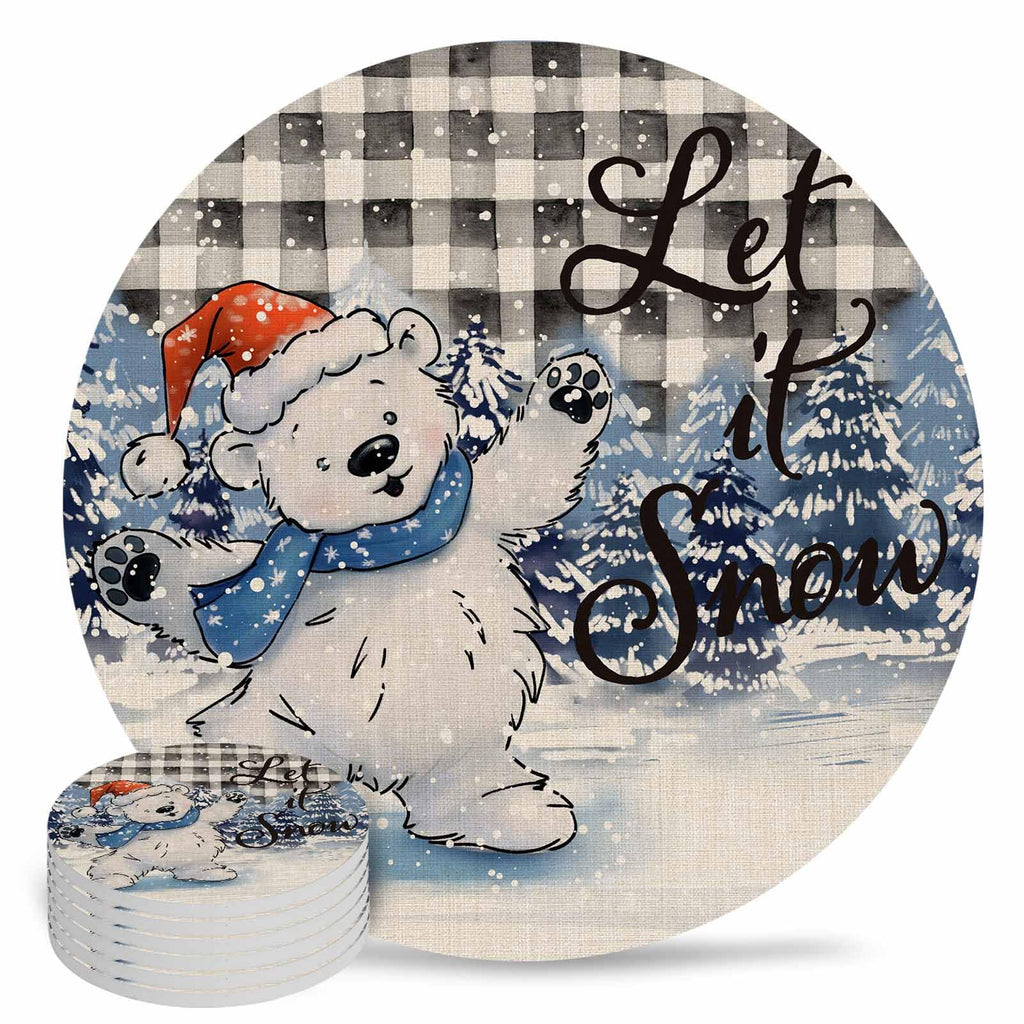 Set of 6 Ceramic Coasters with Cork Base H57139