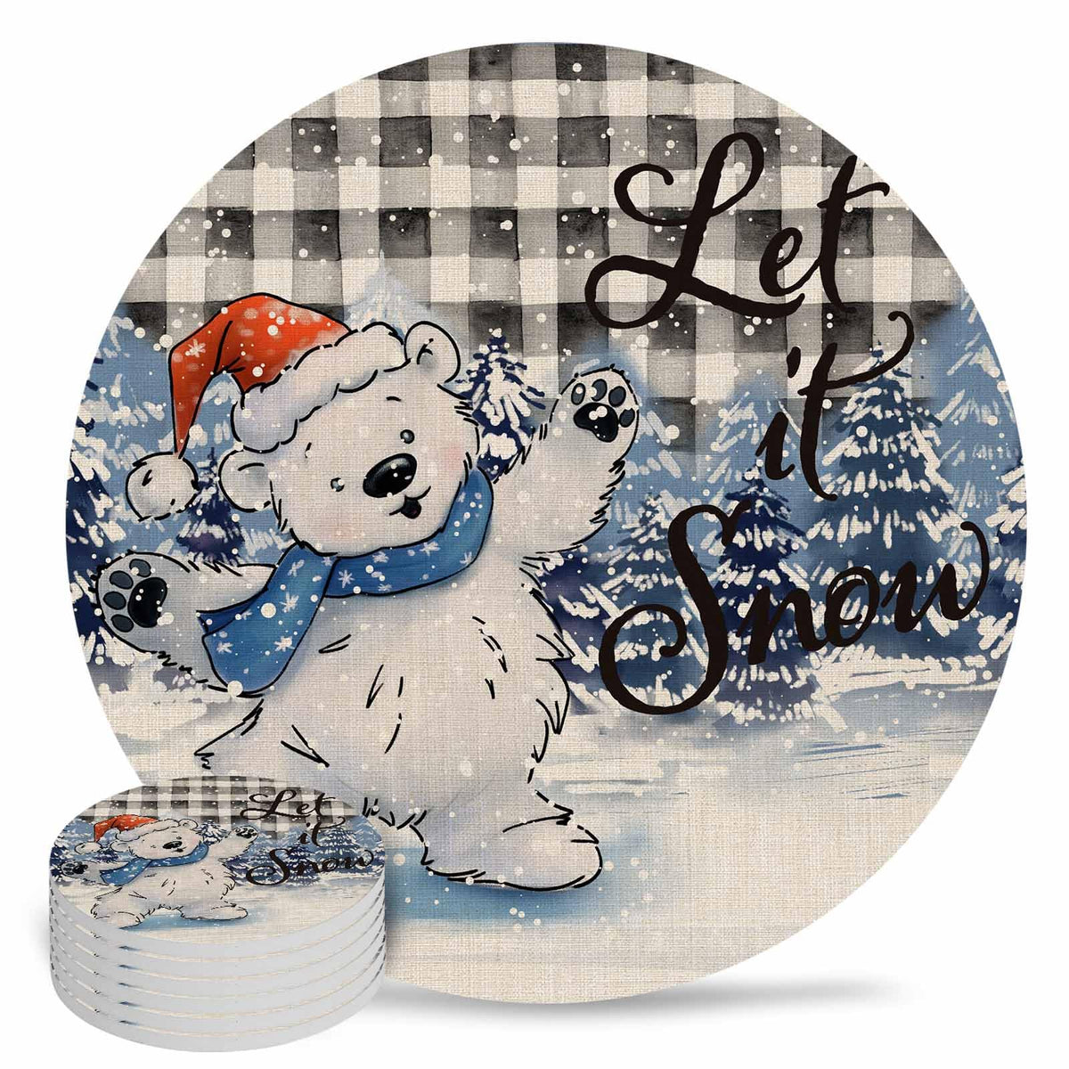 Set of 6 Ceramic Coasters with Cork Base H57139