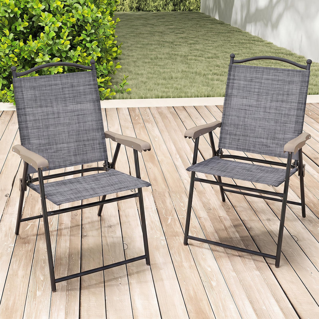 Set of 2 Grey Patio Folding Chairs V67145