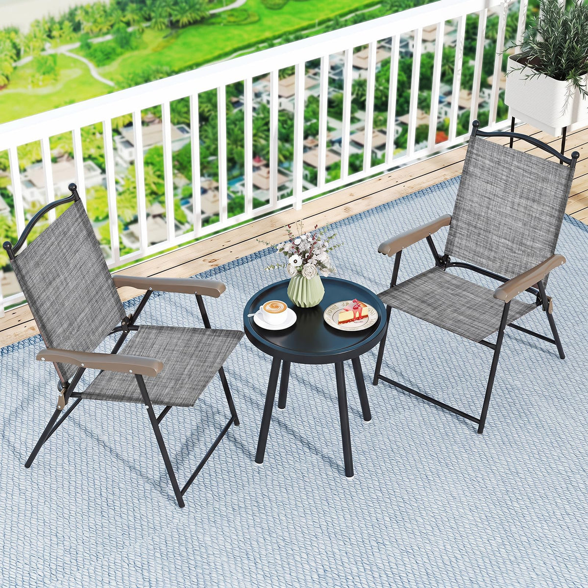 Set of 2 Grey Patio Folding Chairs V67145