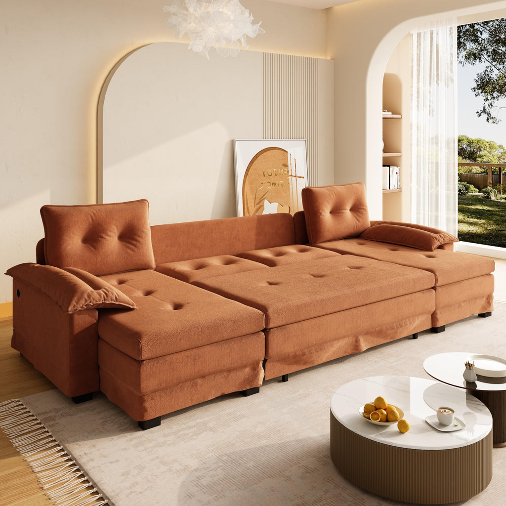 110" 3-in-1 Convertible Sleeper Sofa Bed T37179