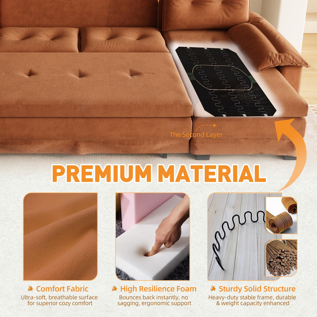 110" 3-in-1 Convertible Sleeper Sofa Bed T37179
