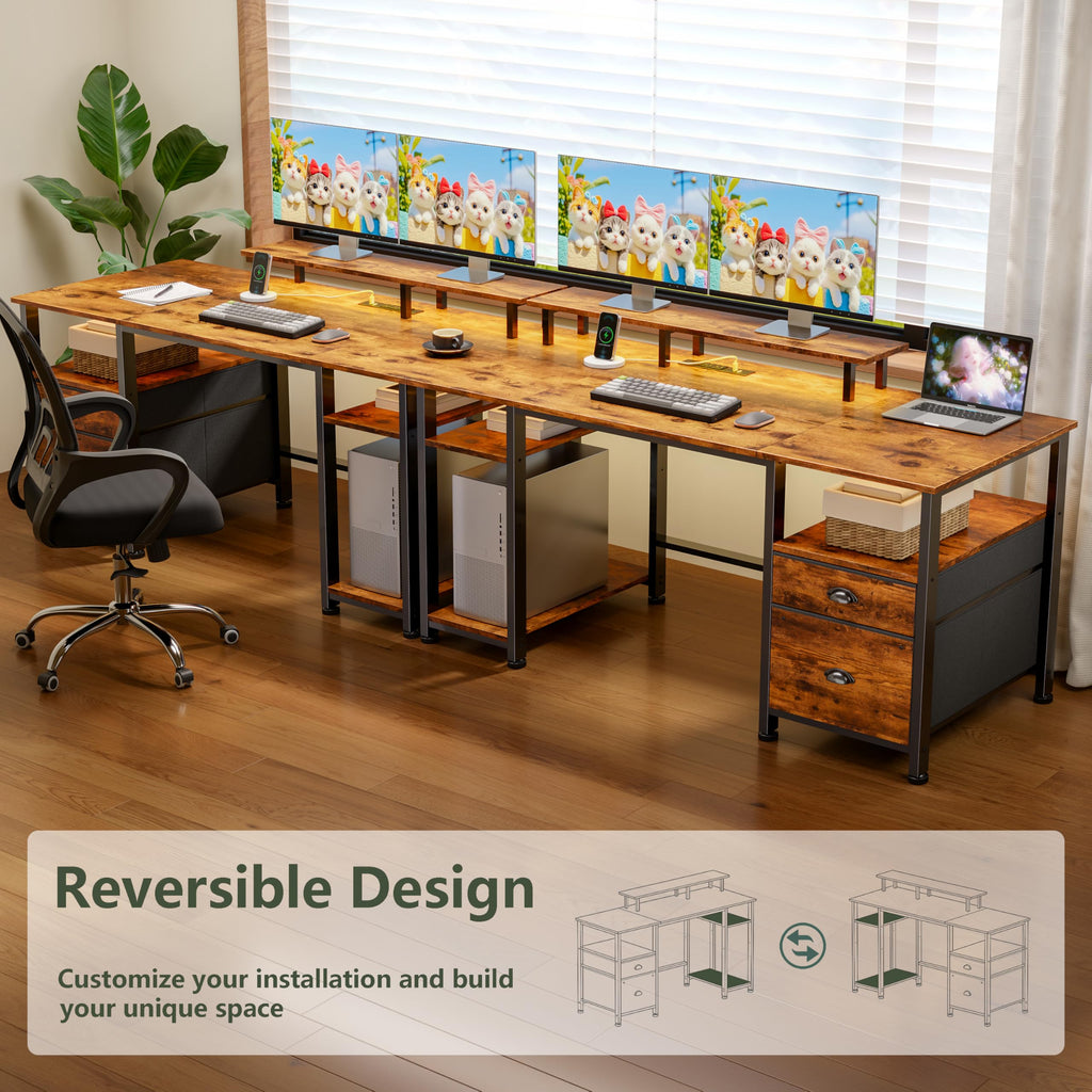 51" Computer Desk with Outlets & LED, Brown N19902