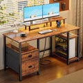 51" Computer Desk with Outlets & LED, Brown N19902
