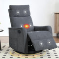 Dark Gray Swivel Rocker Recliner Chair with Vibration Massage and Heat D700378