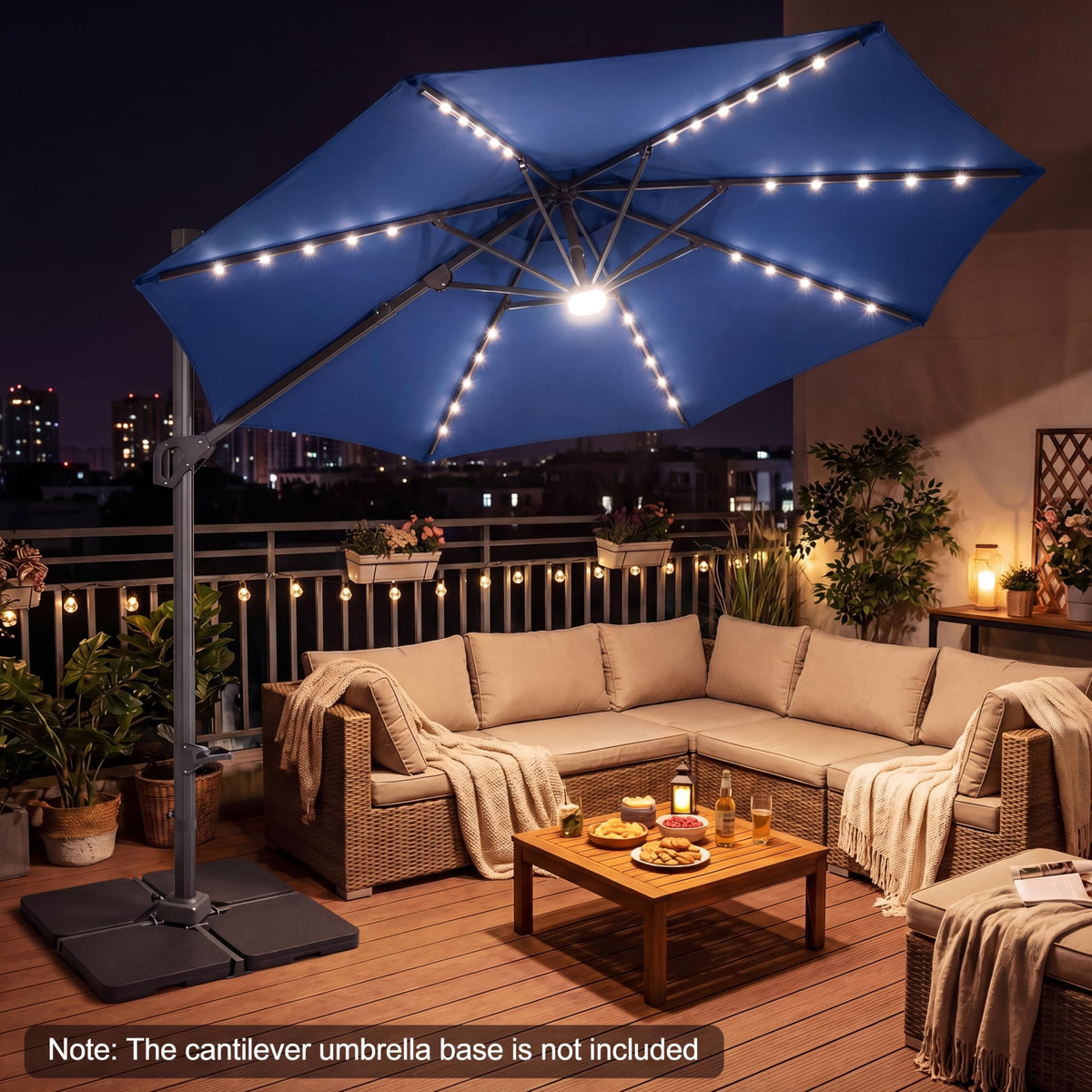 10 FT Solar LED Cantilever Patio Umbrella H50854