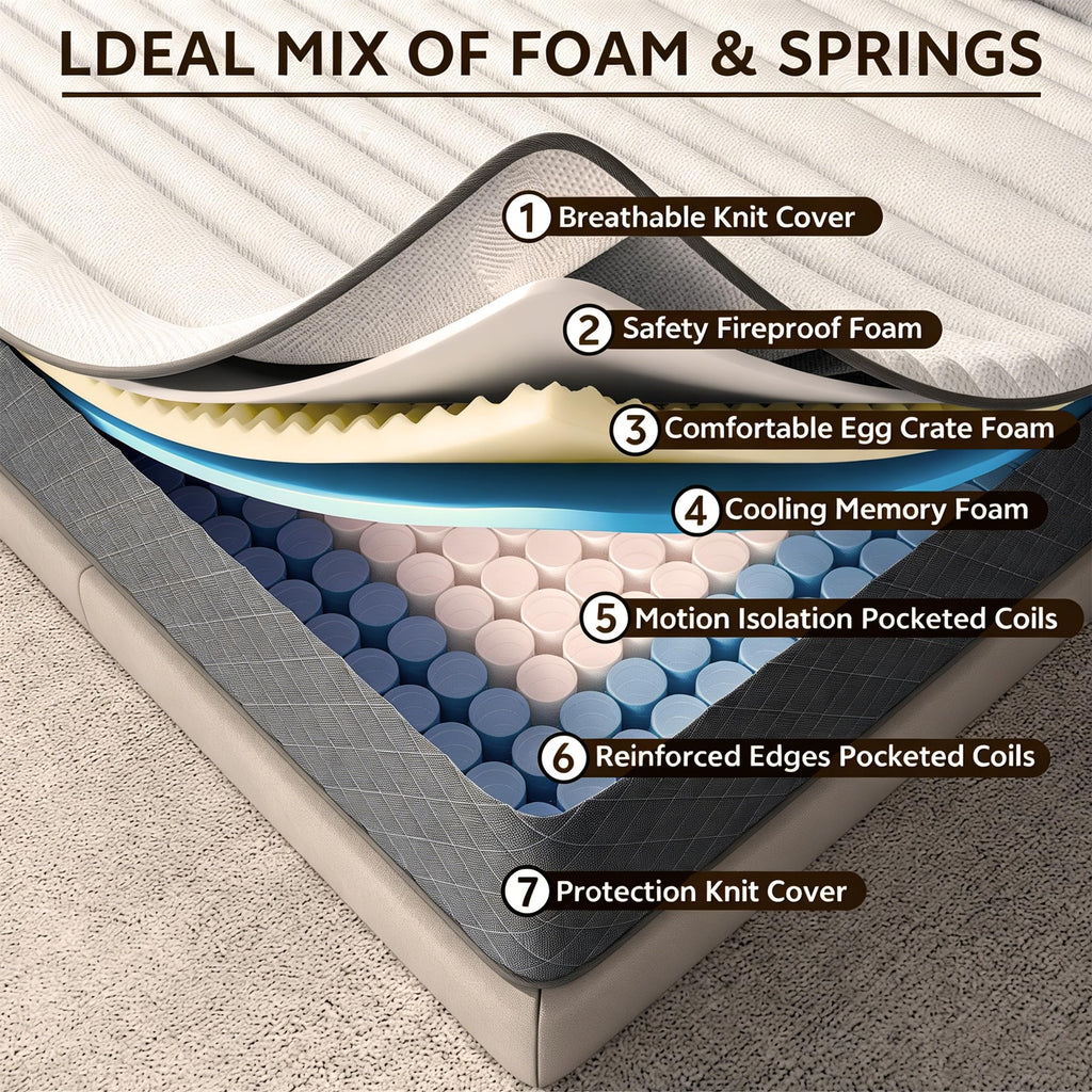 12 Inch Hybrid Medium-Firm Full Mattress H993874