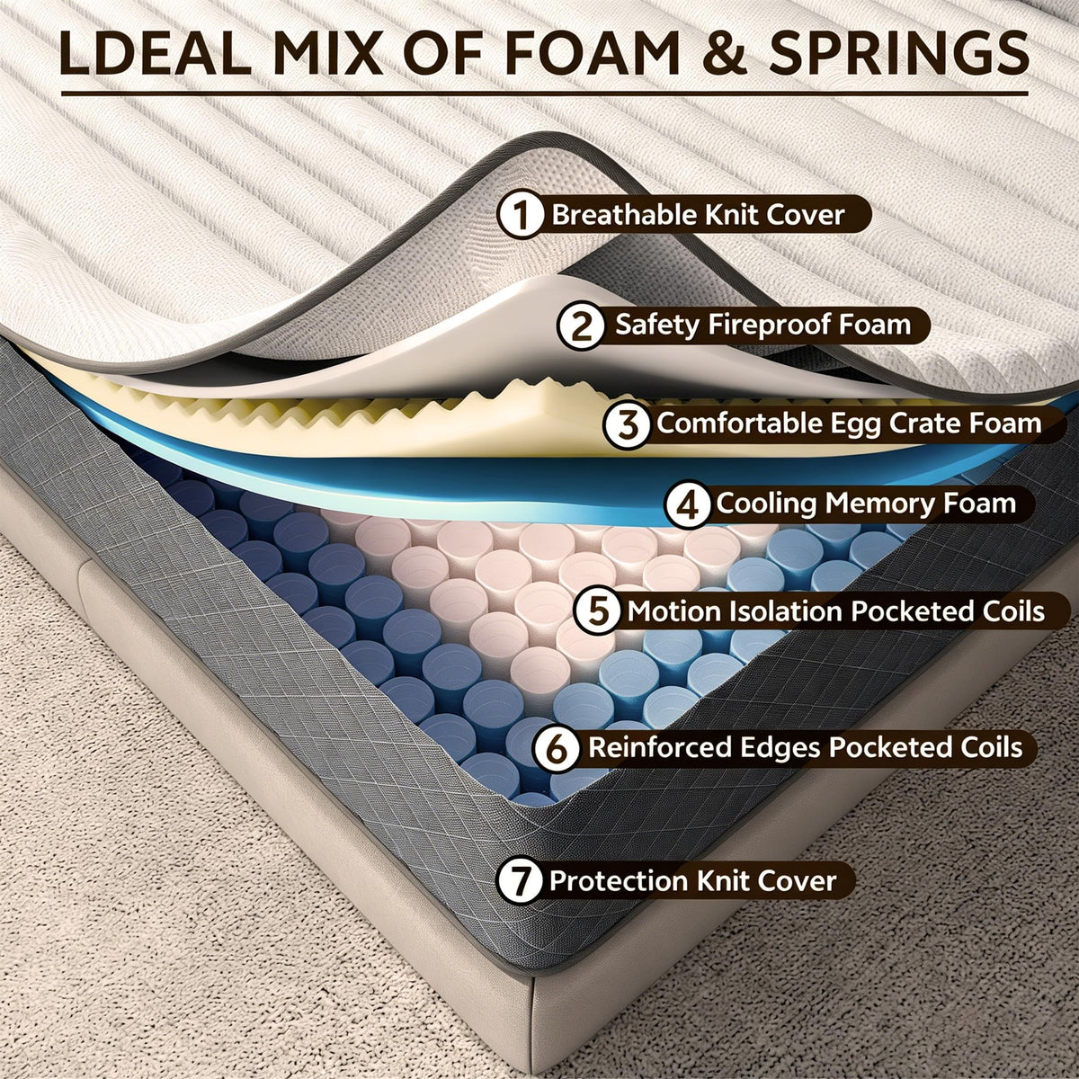 12 Inch Hybrid Medium-Firm Full Mattress H993874