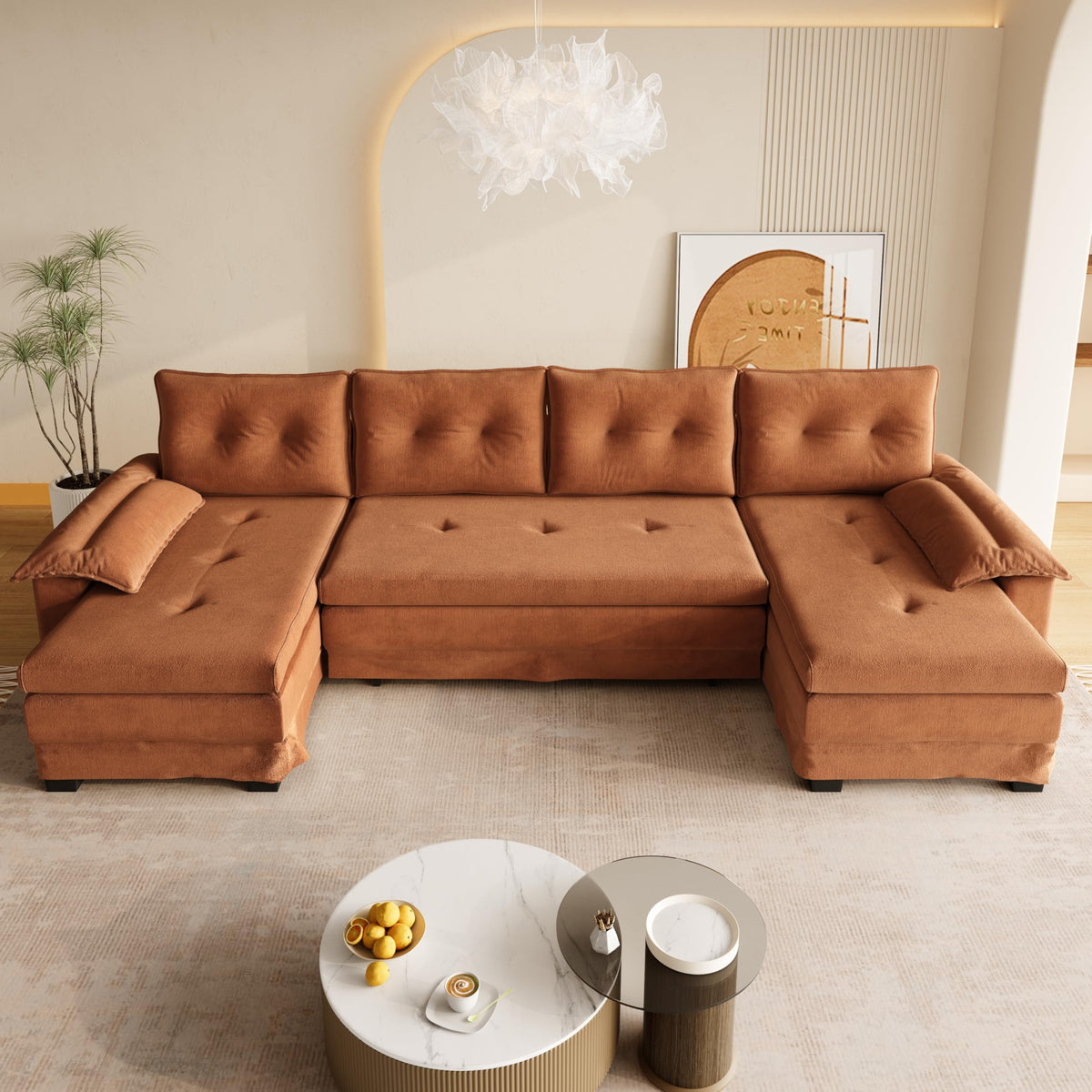 110" 3-in-1 Convertible Sleeper Sofa Bed T37179