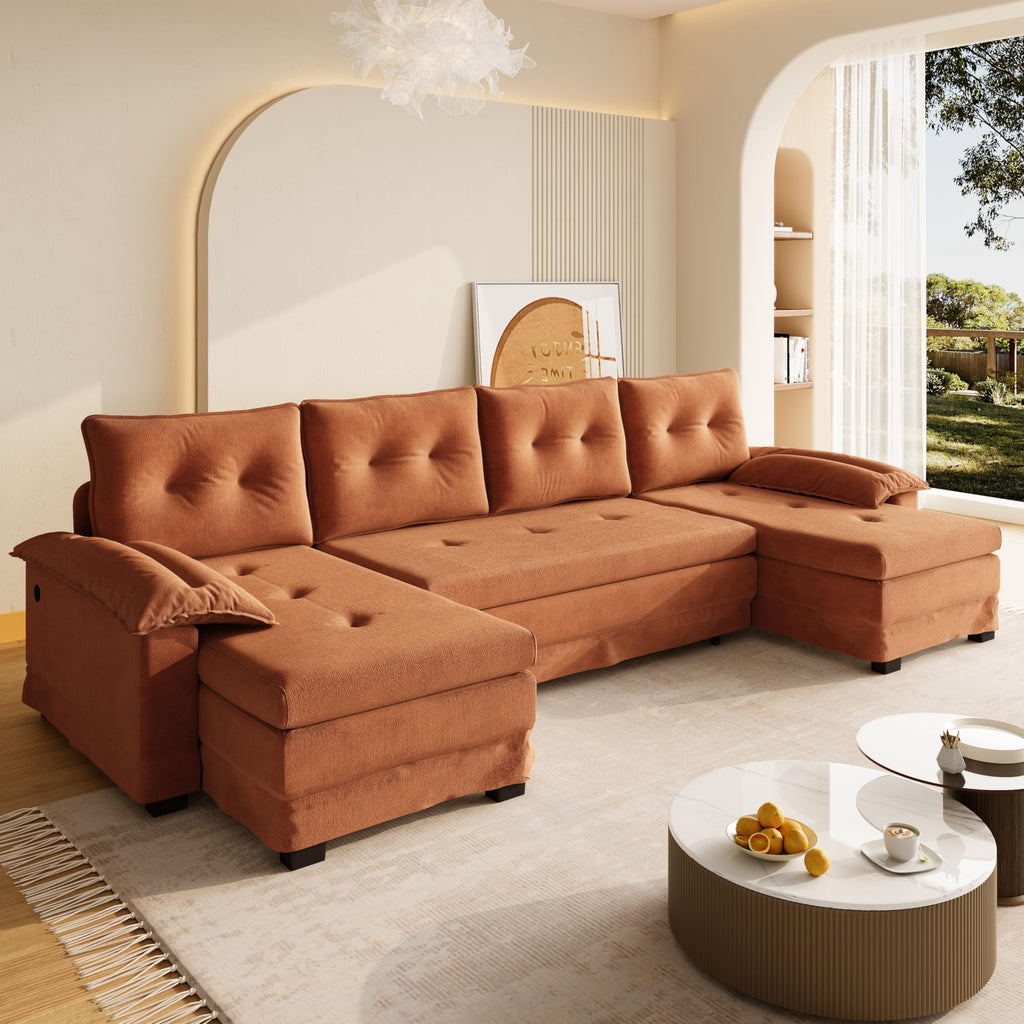 110" 3-in-1 Convertible Sleeper Sofa Bed T37179