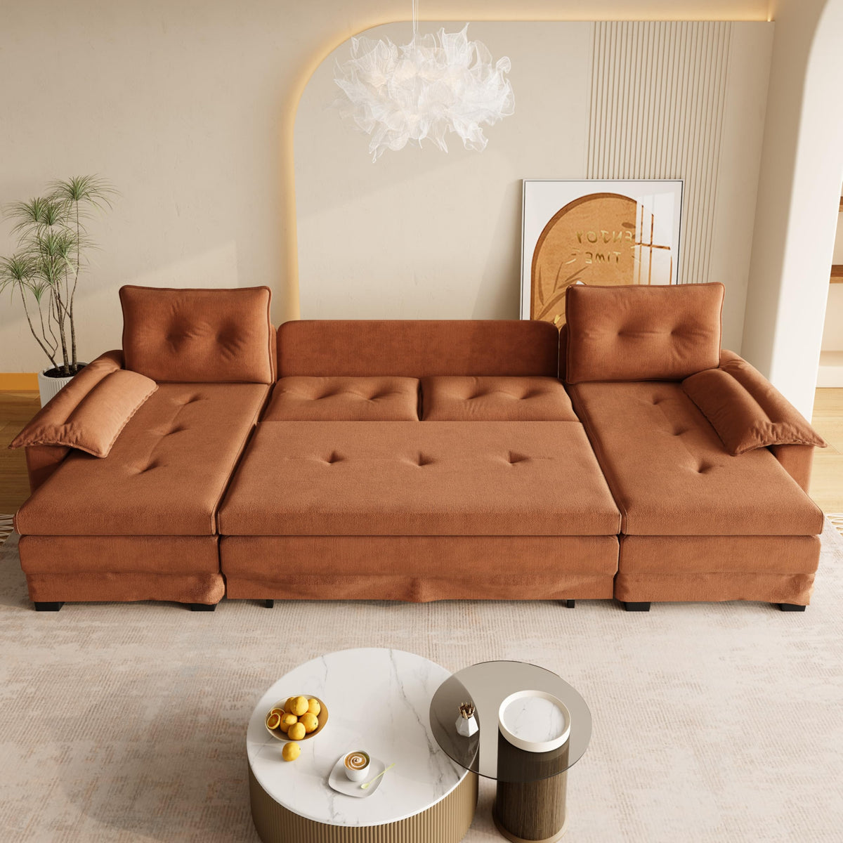 110" 3-in-1 Convertible Sleeper Sofa Bed T37179
