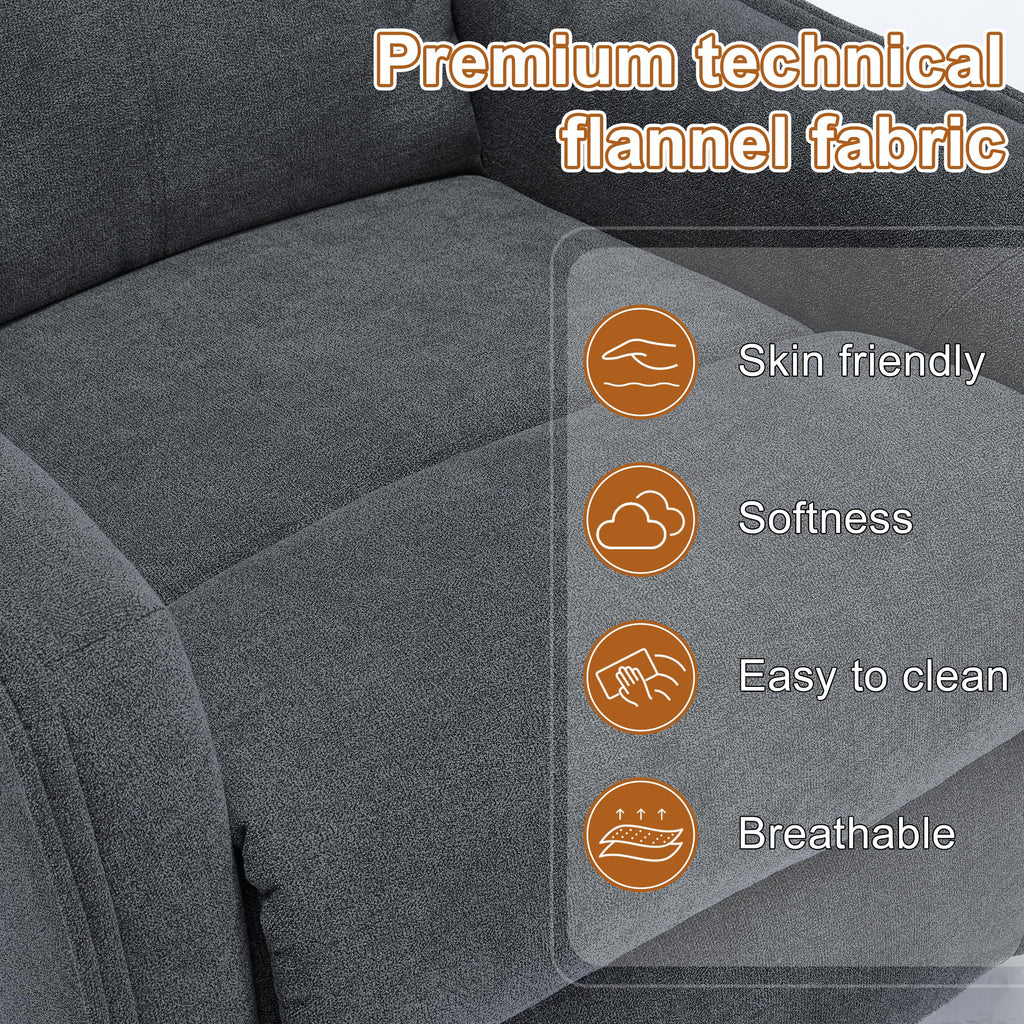 Dark Gray Swivel Rocker Recliner Chair with Vibration Massage and Heat D700378
